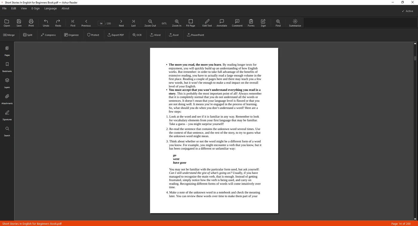 An Arabic PDF open in AshurReader before converting to Word
