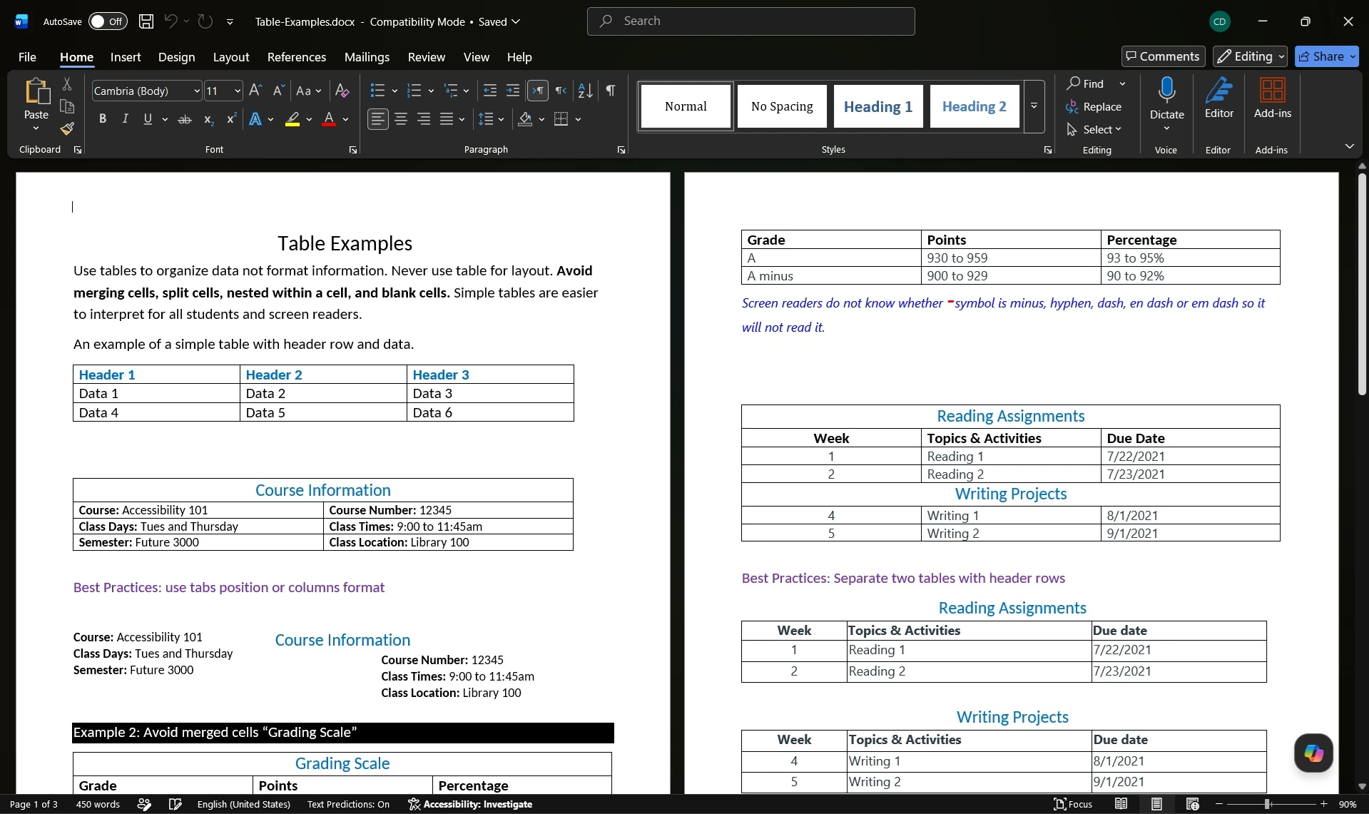 The same English table as an editable Word table