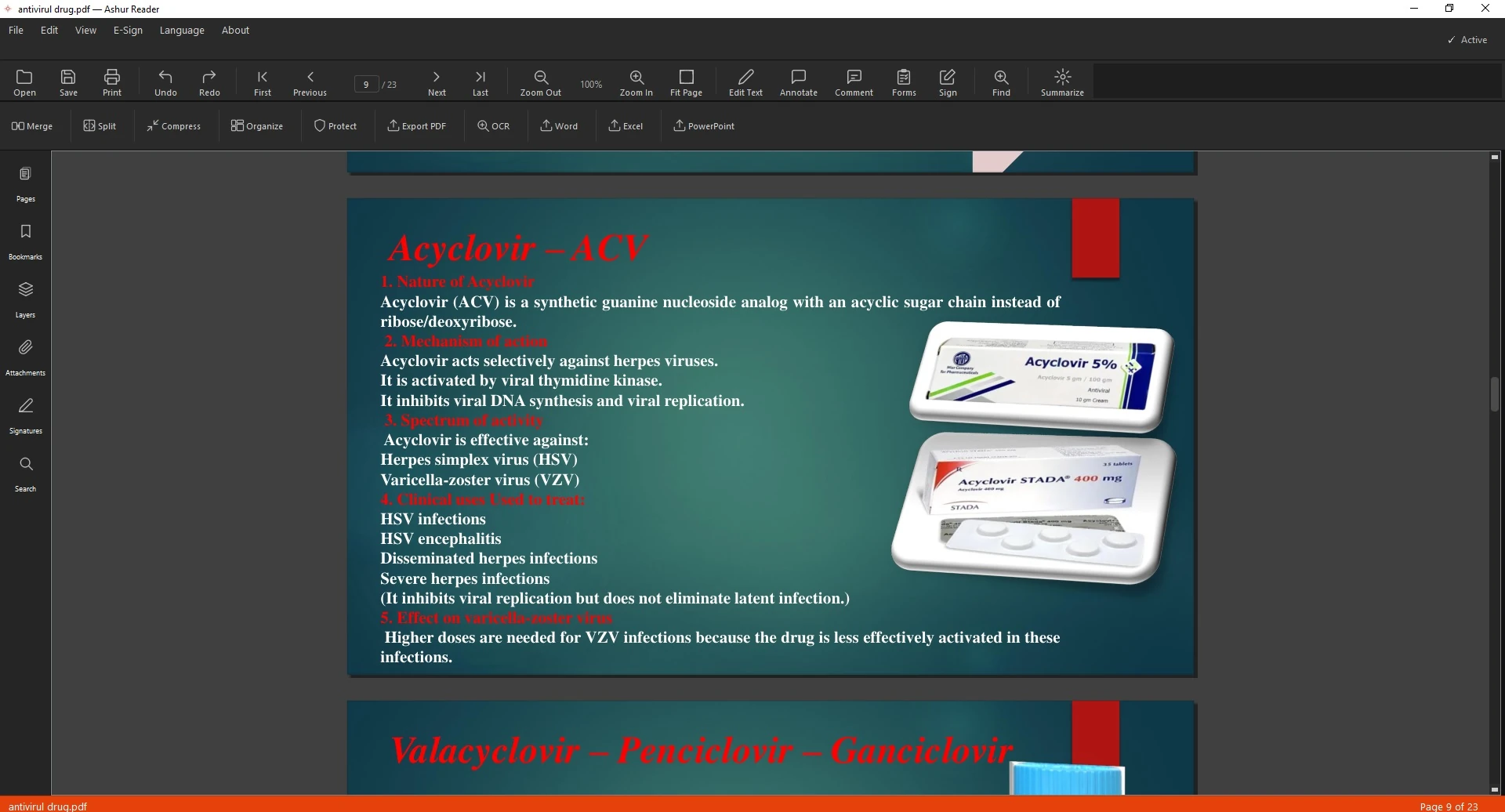 An English PDF open in AshurReader before export